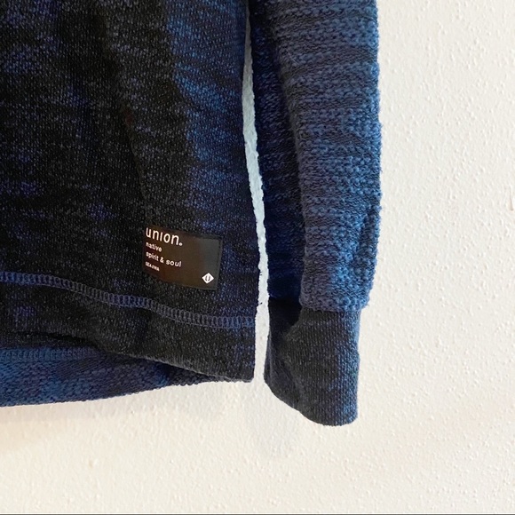 Union Denim Blue Baja Henley Hoodie Pullover Knit Sweatshirt Men Small New - Picture 5 of 9